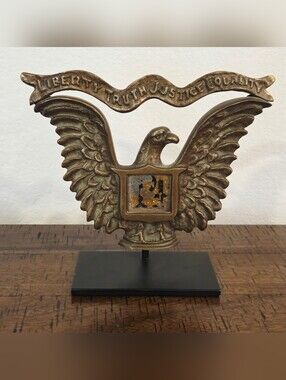 Rare Antique Cast Iron Eagle Shield Patriotic Liberty Truth Justice Equality HTF